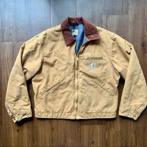 Carhartt Detriot Jacket Coat Camel Corduroy Plaid